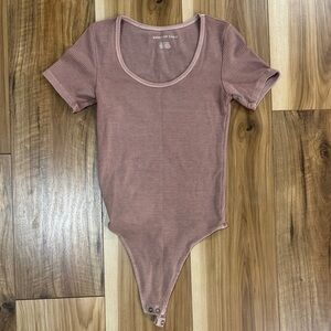 American Eagle Ribbed Bodysuit in Taupe